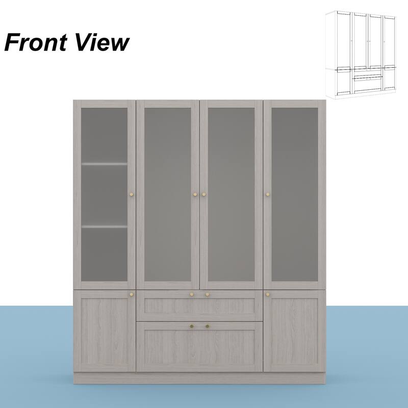 Modular Modern Glass Door Wardrobe:Storage Closet Solution Armoire