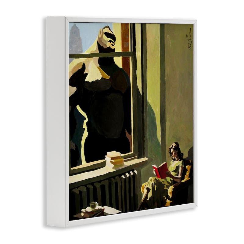 Stupell Gorilla in Window Scene Framed Giclee Art Design By Keith Thomson