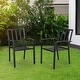 preview thumbnail 2 of 8, 2pcs Backrest Vertical Grid Wrought Iron Dining Chair, Black