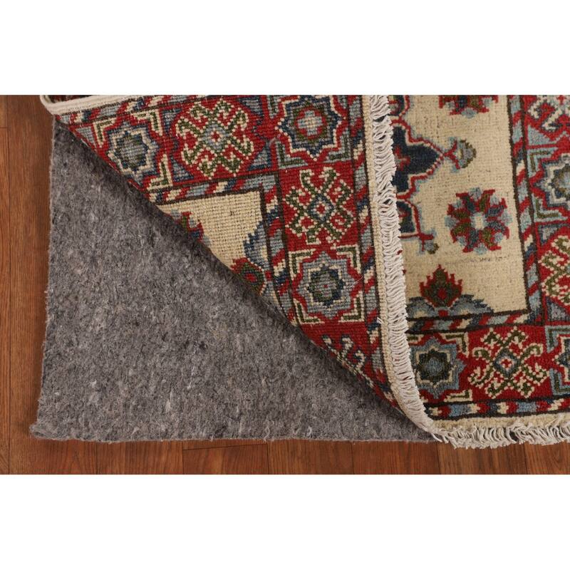 Geometric Kazak Oriental Runner Rug Hand-Knotted Hallway Wool Carpet - 2'0" x 5'10"
