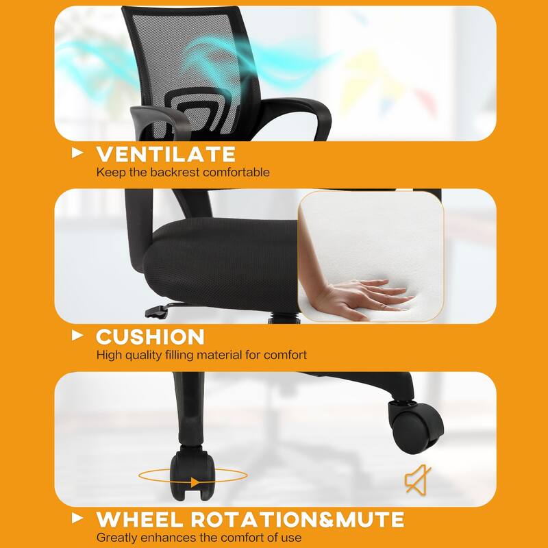 Sal Black Ergonomic Mesh Tilt Rocking Office Desk Chair by Furniture of America