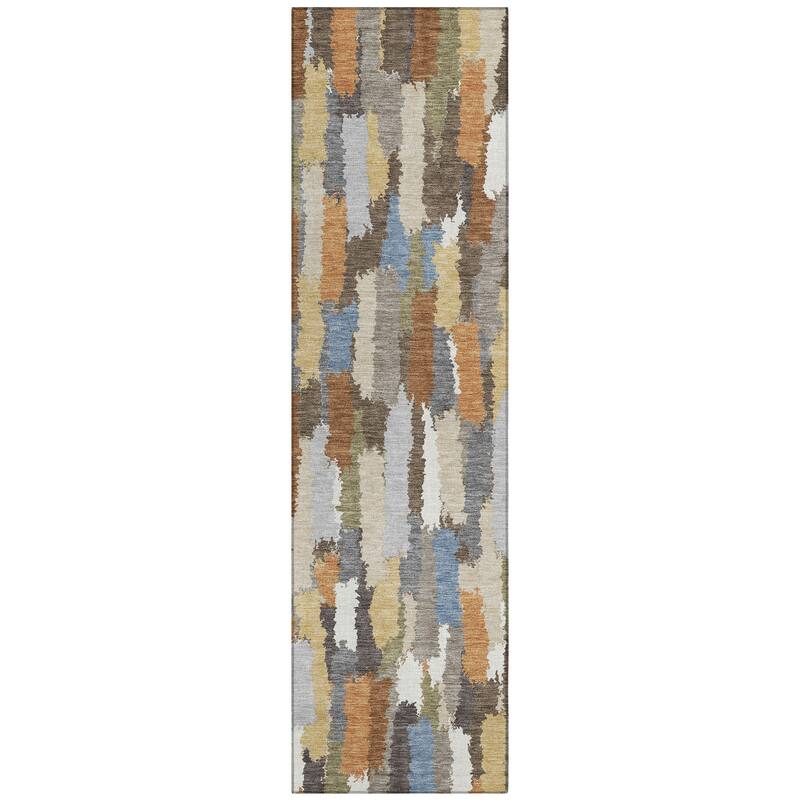 Machine Washable Indoor/ Outdoor Contemporary Stacks Chantille Rug