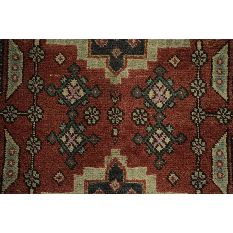 Hand Knotted Oriental 100% Wool Carpet Traditional Tribal Red Tabriz Runner Rug - 14' 6'' X 3' 7''