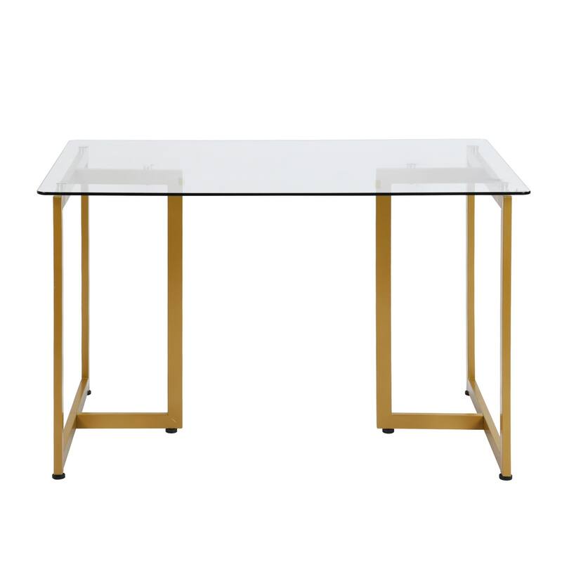 47.2 Inch Modern Tempered Glass Home Kitchen Restaurant Dining Table - 47.2 inches