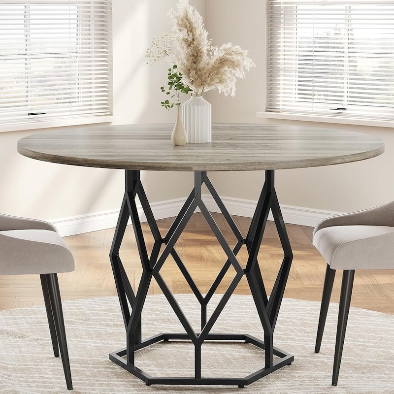 47 Inch Round Dining Table for Dining Room, Living Room - N/A