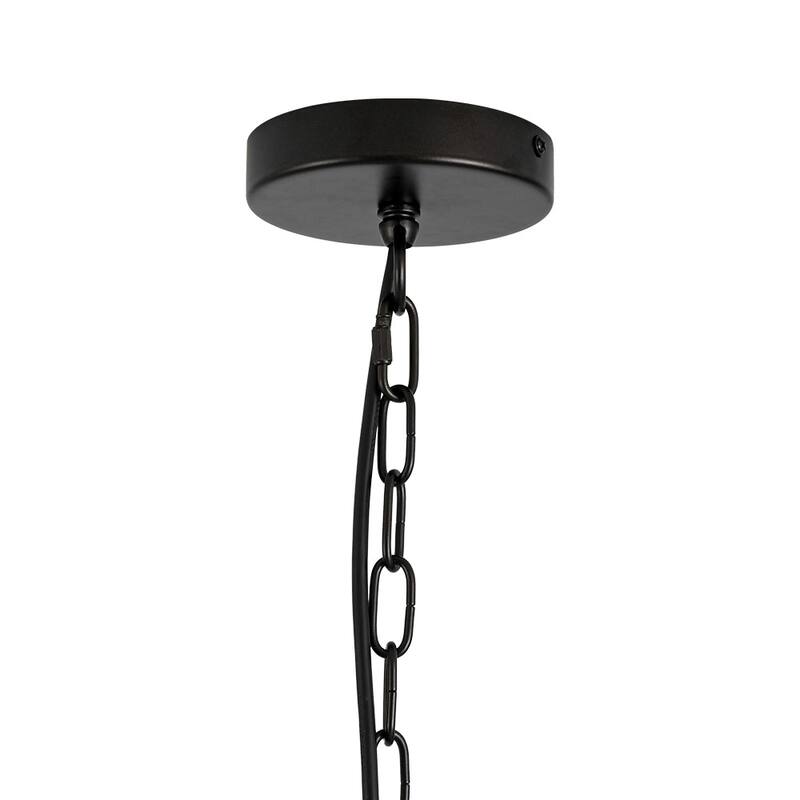 Rustic 3-Light Swoop Arm Drum Pendant with Fabric Shade - N/A