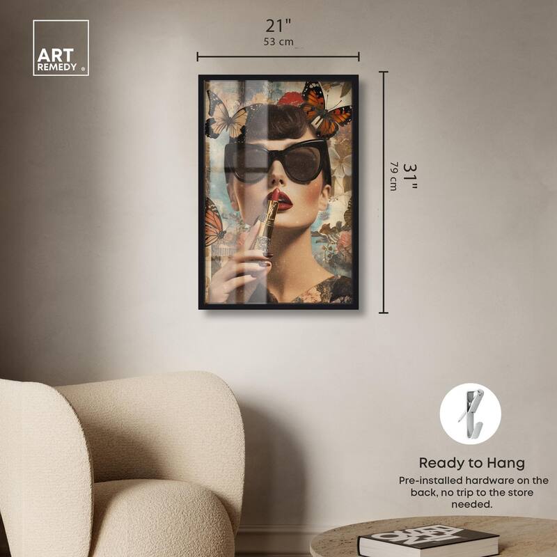 Iconic Lady Butterfly Collage II Shadowbox by Art Remedy