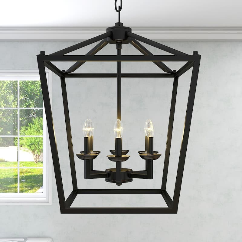 6 Matte Black Light Pendant - 16"x16"x24"