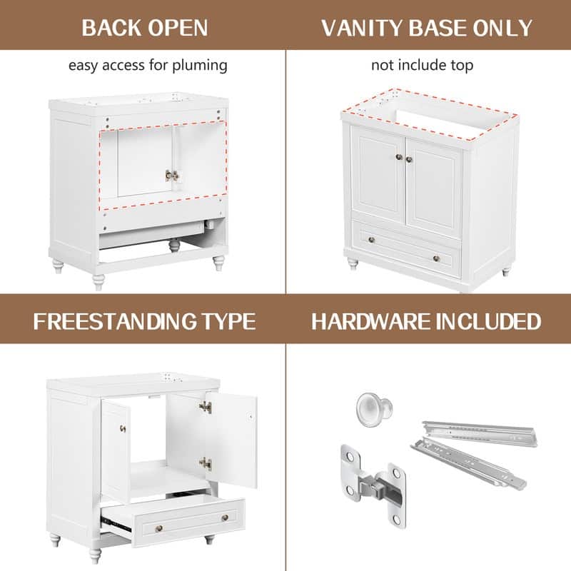 30" 2-door Bathroom Vanity with Sink and Drawer