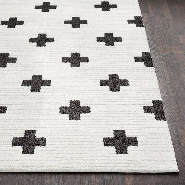 Shop 2 X 3 Swiss Cross Patterned White And Black Rectangular Area Throw Rug 2 Footx3 Foot Overstock 28894267