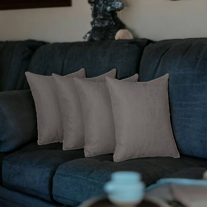 HomeRoots Set Of Four 18" X 18" Gray Polyester Zippered Pillow Cover