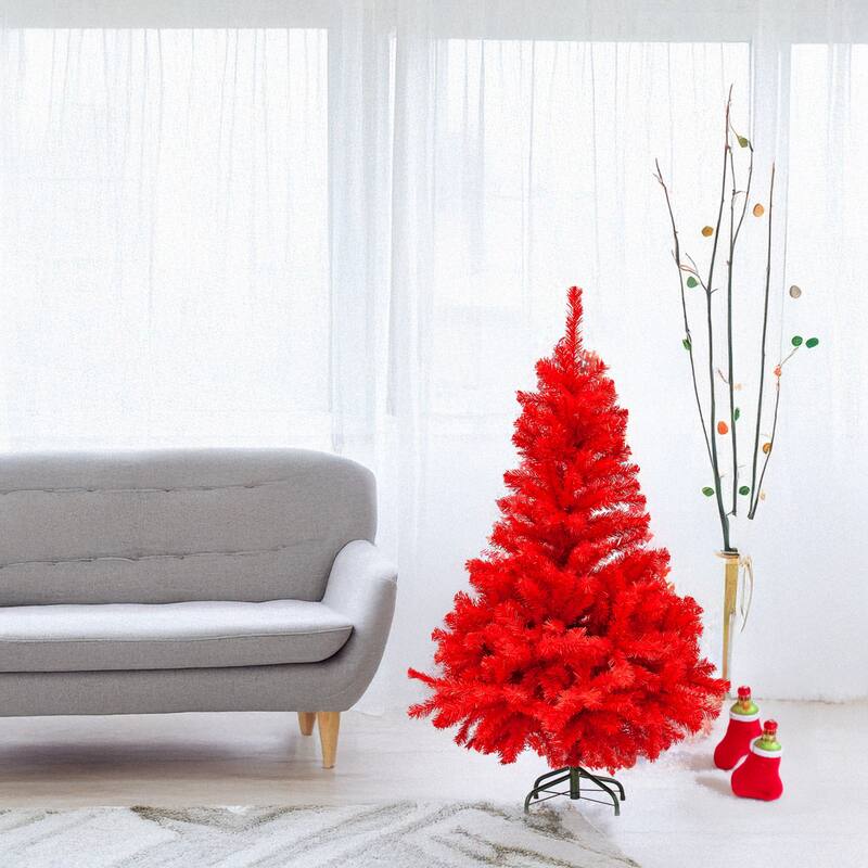 Full Pine Artificial Christmas Tree - 4' - Scarlet Red - Unlit - 4 Foot