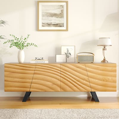 Moasis 63-inch Water Ripple Relief 4-Door Storage TV Stand - 63"