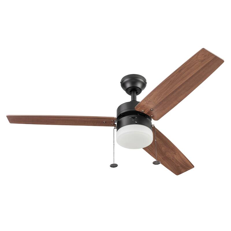 48" Prominence Home Reston Bronze Farmhouse LED Ceiling Fan with Light, Pull Chain - 48