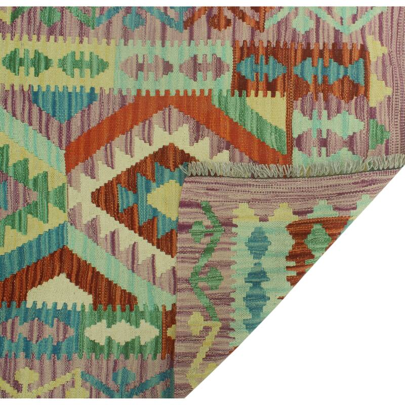 Hand-Woven Sangat Kilim Alison Purple/Rust Runner - 2'8" x 6'4"