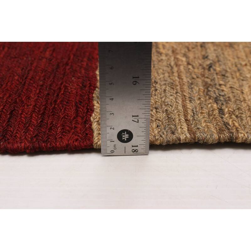 ECARPETGALLERY Flat-Weave Lahor Finest Beige, Red Wool Tapestry Kilim - 13'1 x 14'6