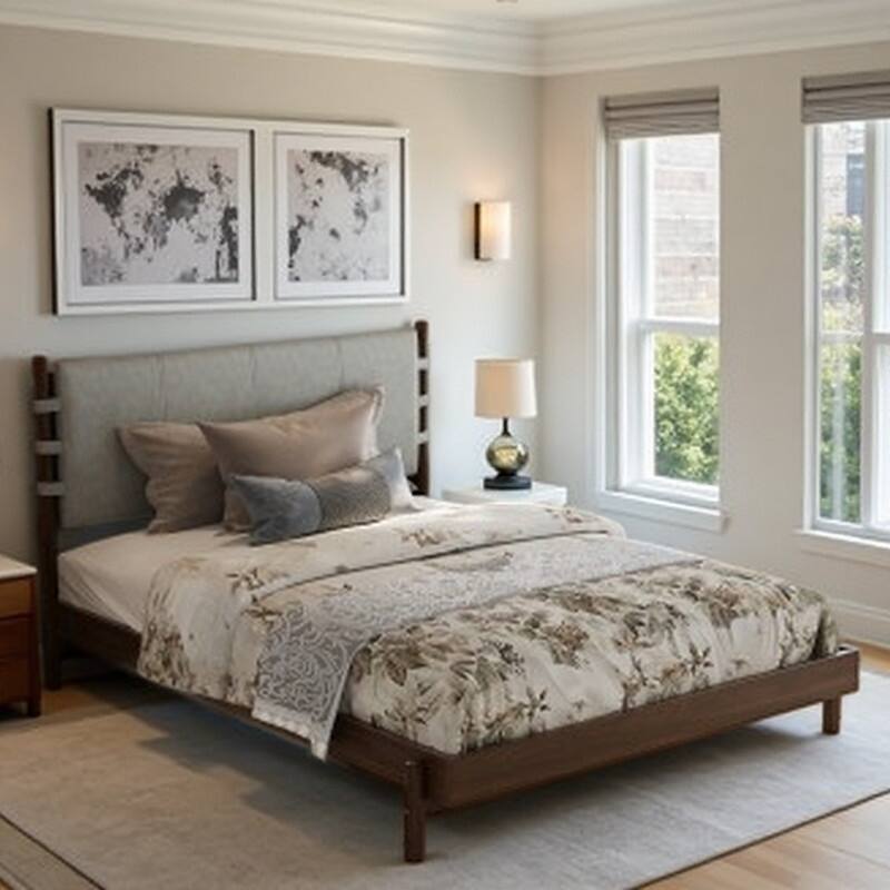 Option Queen Size Light Gray,Walnut