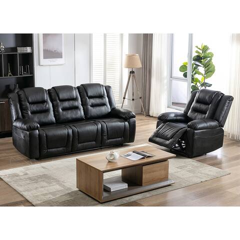 Home Theater Seating Manual Recliner, PU Leather Reclining Sofa Set