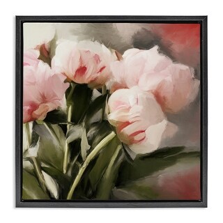 Stupell Pink Floral Arrangement Framed Floater Canvas Wall Art Design ...