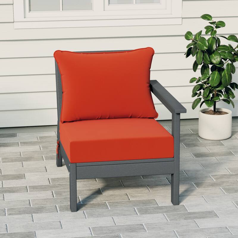 Birchwood All Weather HDPE Outdoor Patio Deep Seating Gray Right Arm Facing Chair With Cushions (1-Piece) - Gray/Orange