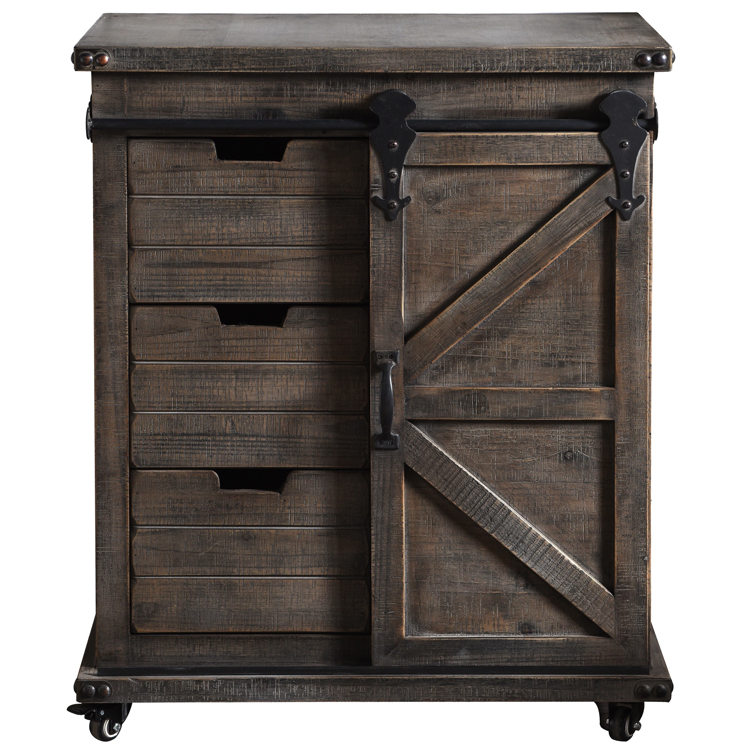 StyleCraft Presley Driftwood Grey 3-Drawer with Door Side Cabinet
