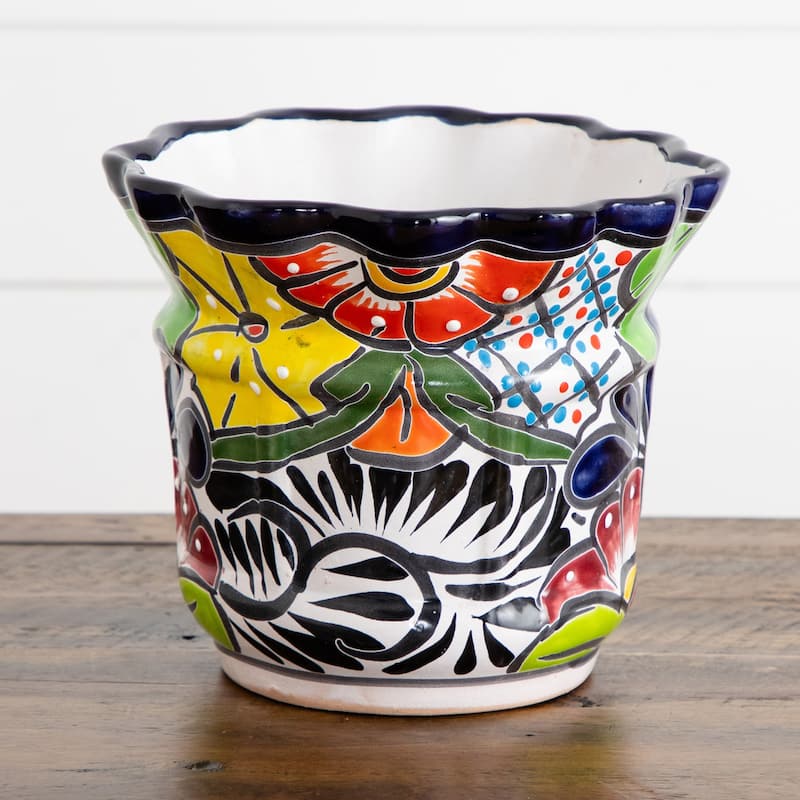 Handmade Talavera Ceramic Planter - 8" - Multicolored