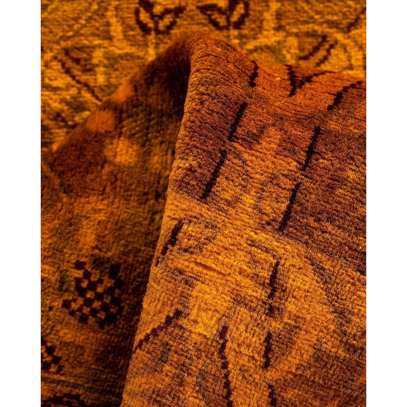 Fine Vibrance, One-of-a-Kind Hand-Knotted Runner Rug - Gold, 2' 6" x 13' 5" - 2' 6" x 13' 5"