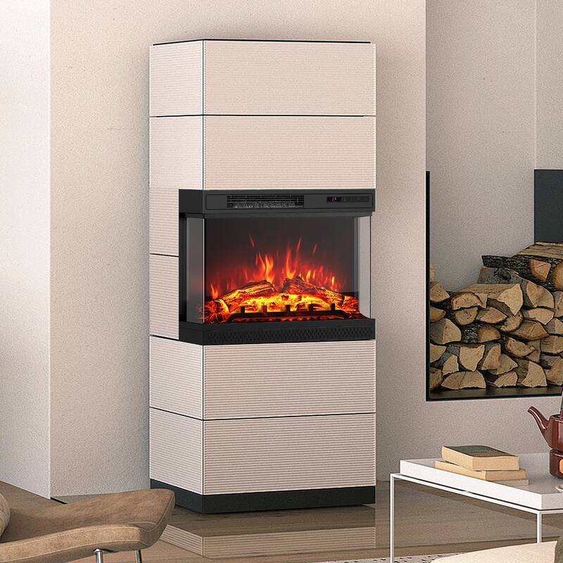 Gymax 24'' 3-Sided Electric Fireplace Insert w/Remote Control 3 Flame