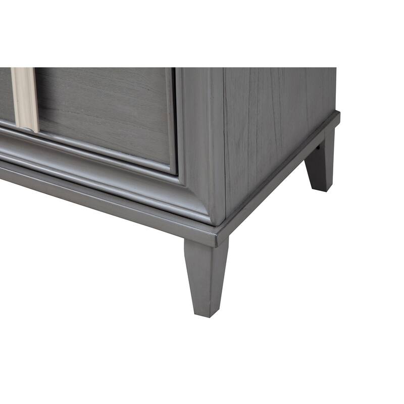 Champagne Metallic Nightstand with Spacious Drawers - Elegant Modern Bedside Table