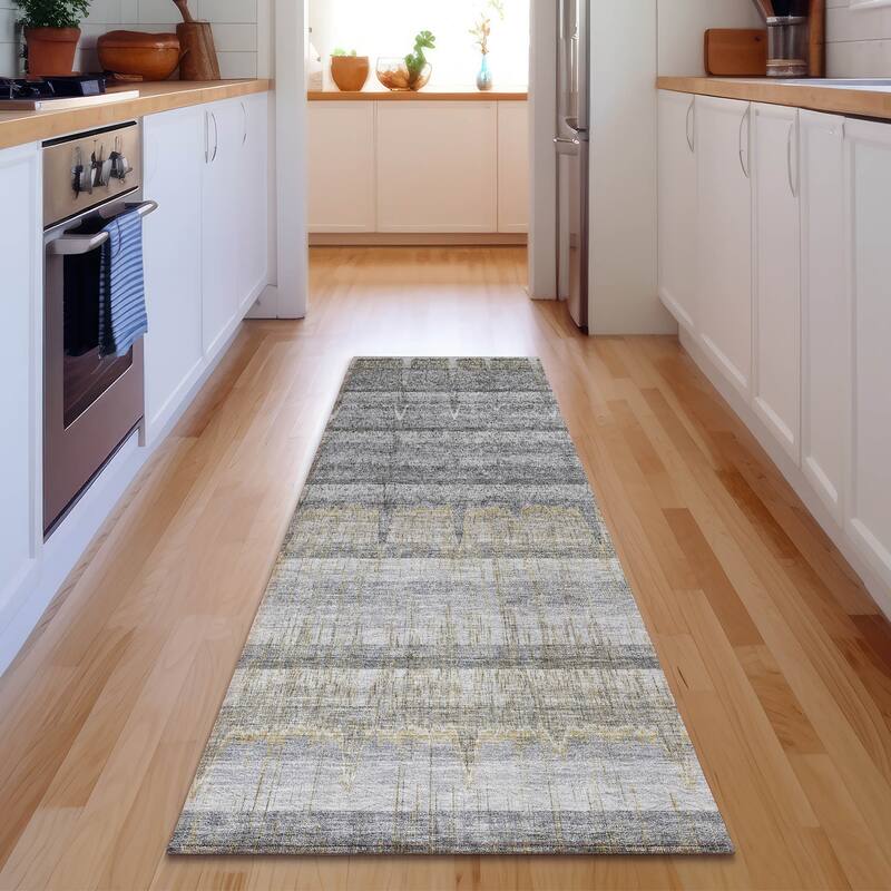 Premium Washable Super Soft Contemporary Melt Mayfield Rug - Gray - 2' 3" x 7' 6" - Runner