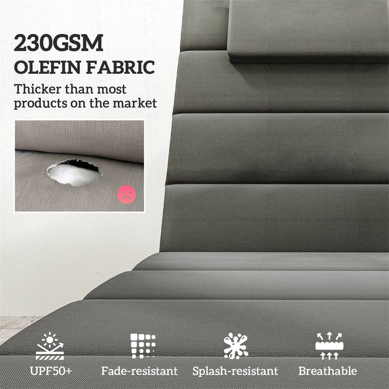 Outdoor Lounge Chair Cushion Set 2-Pack UV Resistant Olefin Fabric with Foam Padding - 80" L x 26" W x 1.2" D