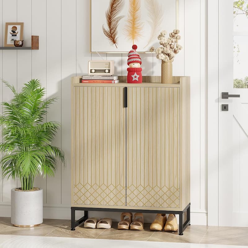 25 Pairs Shoe Cabinet with Doors, 5 Tiers Shoes Rack Organizer Cabinet - 5-Tier