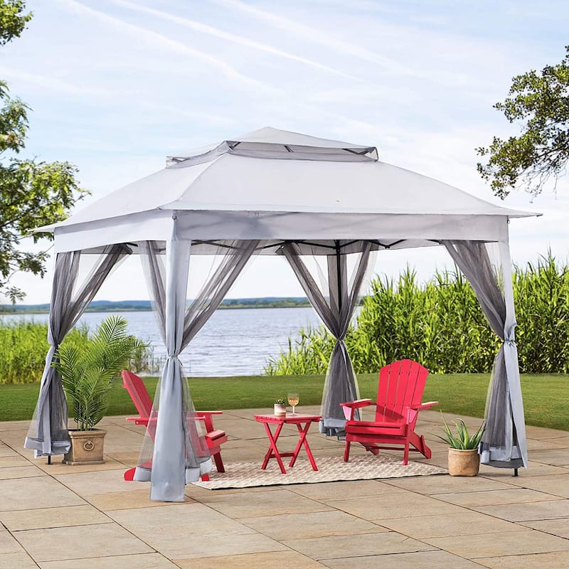 Sunjoy 11x11 ft.Pop-Up Gazebo with Netting and Carry Bag
