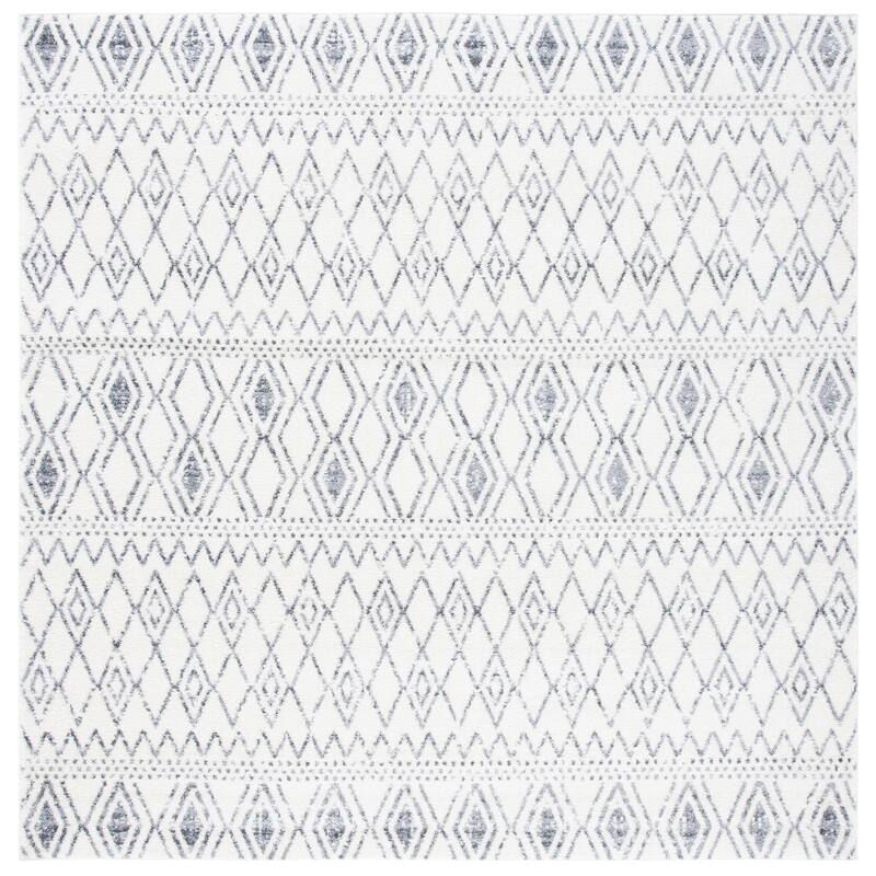 SAFAVIEH Tulum Dhimitra Moroccan Boho Rug - 6'7" Square - Ivory/Grey
