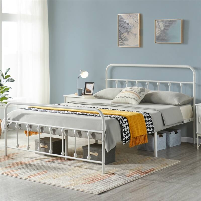 Yaheetech Classic Iron Bed Metal Bed Frames with High Headboard