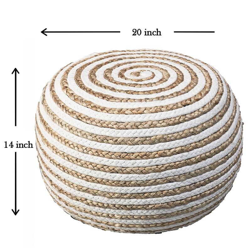 Sevita Boho Braided Jute Pouf Ottoman ( 14" x 20" )