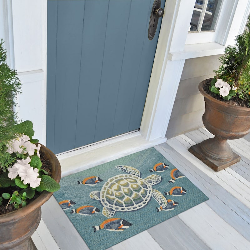 Liora Manne Frontporch Turtle And Fish Indoor/Outdoor Rug - 1'8" x 2'6"