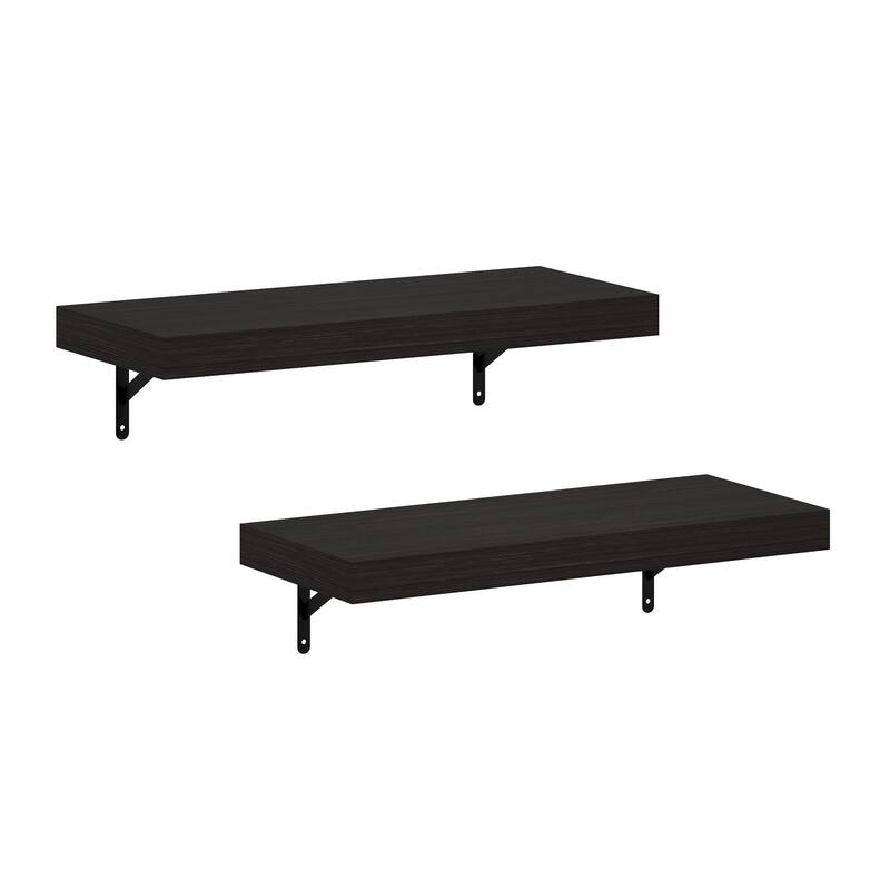 Furinno Tanna 22-Inch Wall Mounted Floating Display Shelves, Natural, Set of 2 - Tobacco Oak