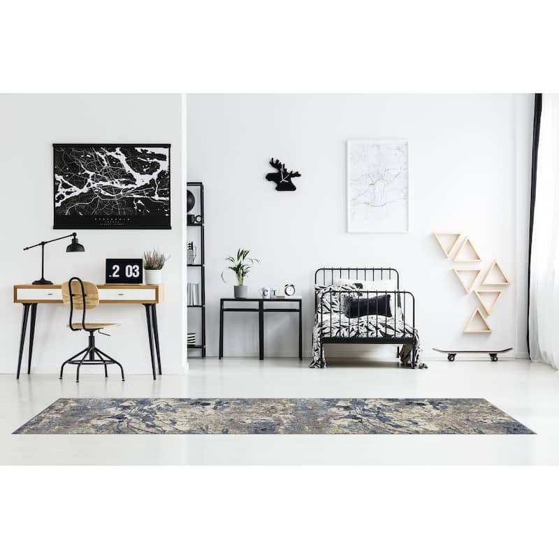 Olympia Collection Blue/Gray Abstract Transitional Design Area Rug