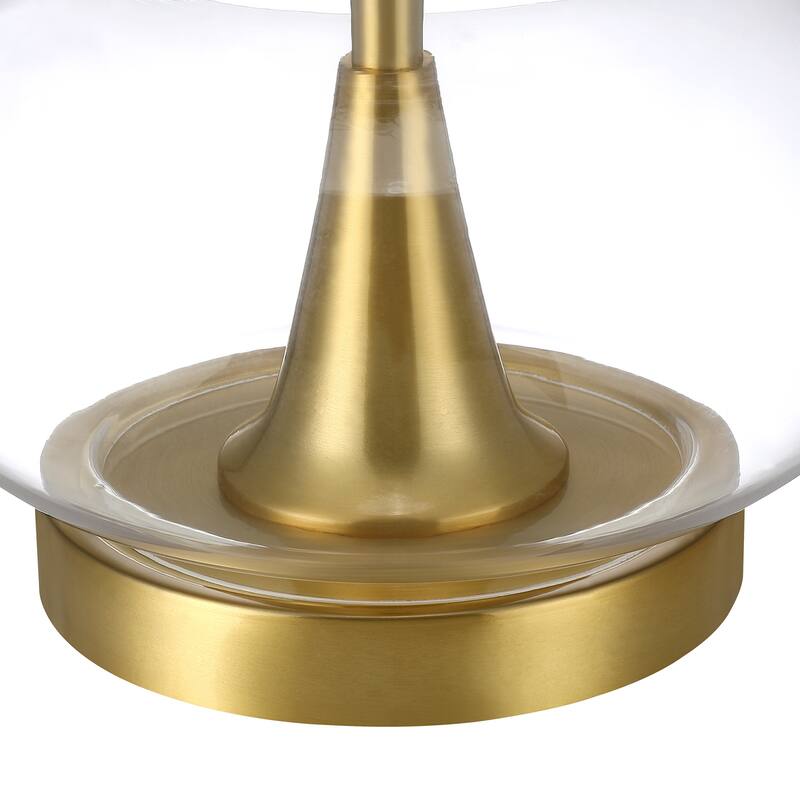 Glass Table Lamp with White Shade - 24.5 in. H