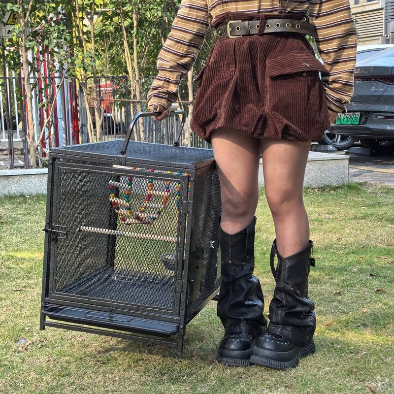 Wrought Iron Bird Travel Carrier Cage for Parrots Conures Lovebird Cockatiel Parakeets