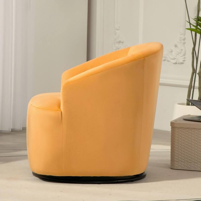 Accent Chair with Barrel-shaped Design and 360 Degree Swivel Feature