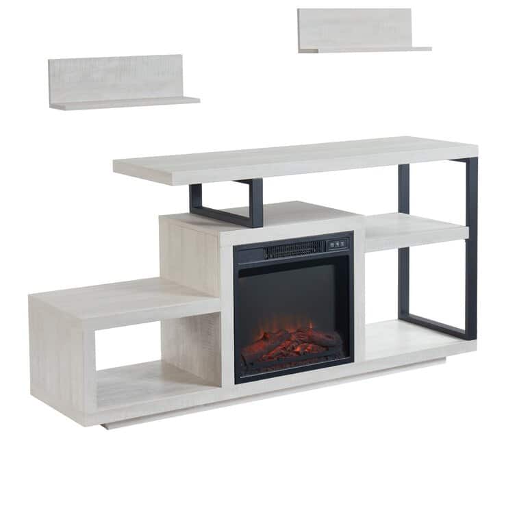 Wood TV Stand Classic Entertainment Center Media Console up to 55" with Electric Fireplace