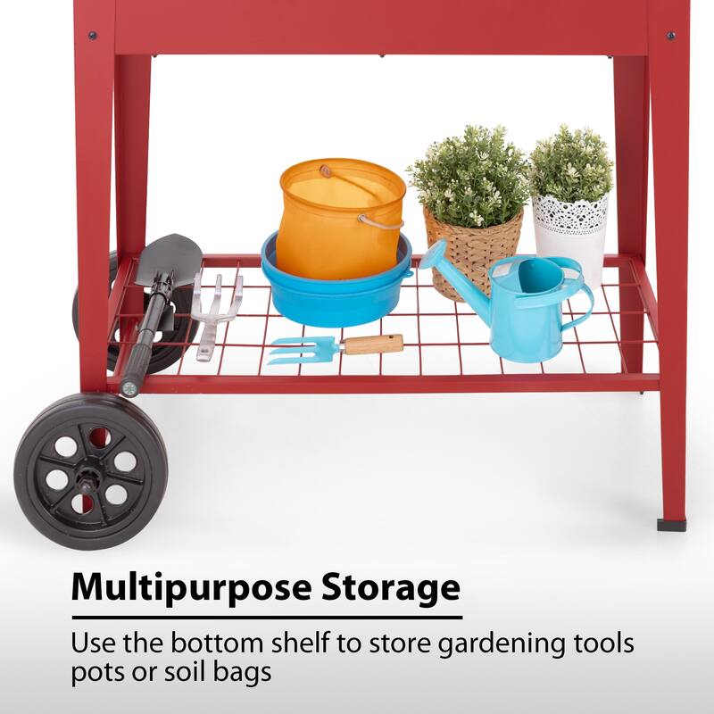 MAISON ARTS Metal Raised Planter Box with Legs Outdoor Elevated Garden Bed On Wheels for Vegetables Flower Herb