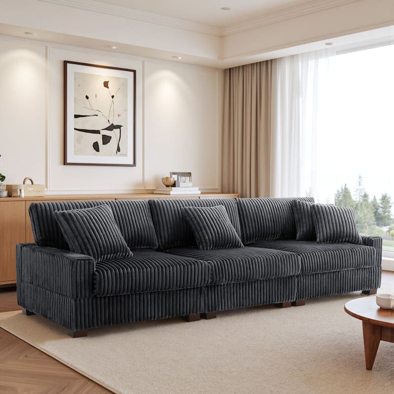 118.3" W Upholstered Sectional Modular Sofa with Pillows