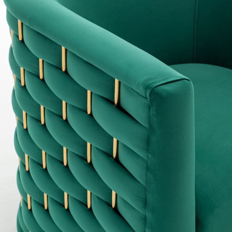 Modern Glam Velvet Upholstered 360 Degree Swivel Barrel Chair