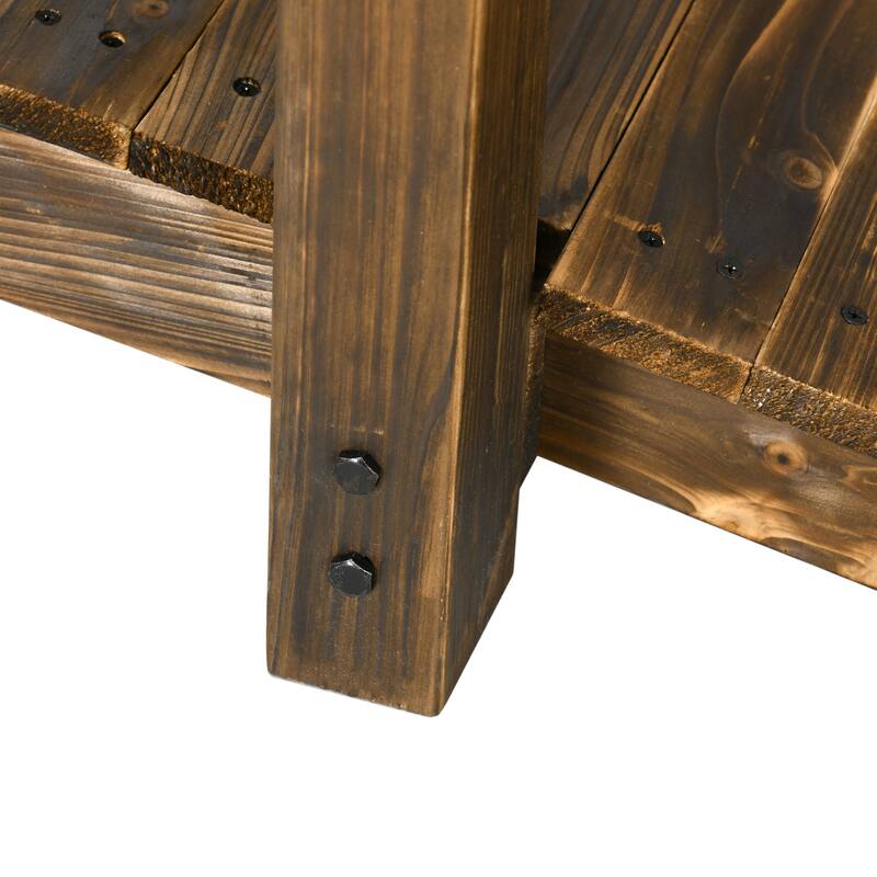 Outsunny 7.5' Wooden Garden Bridge with Planters, Stained Finish Arc Footbridge with Safety Railings for Backyard
