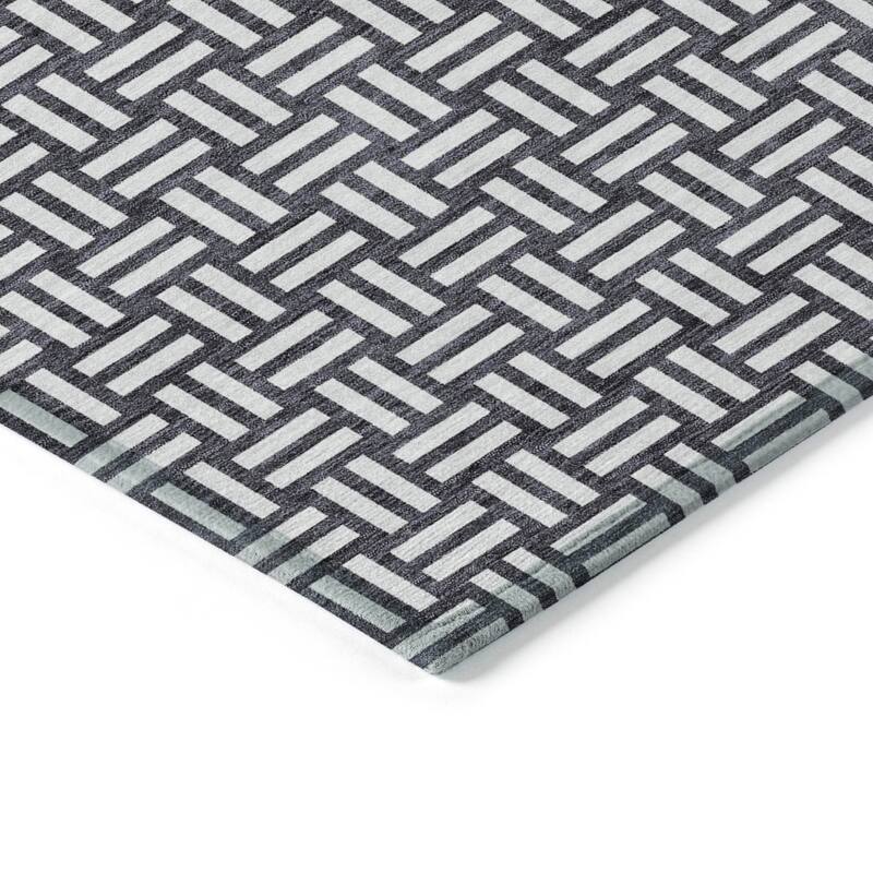 Machine Washable Indoor/ Outdoor Chantille Contempory Crosshatch Rug