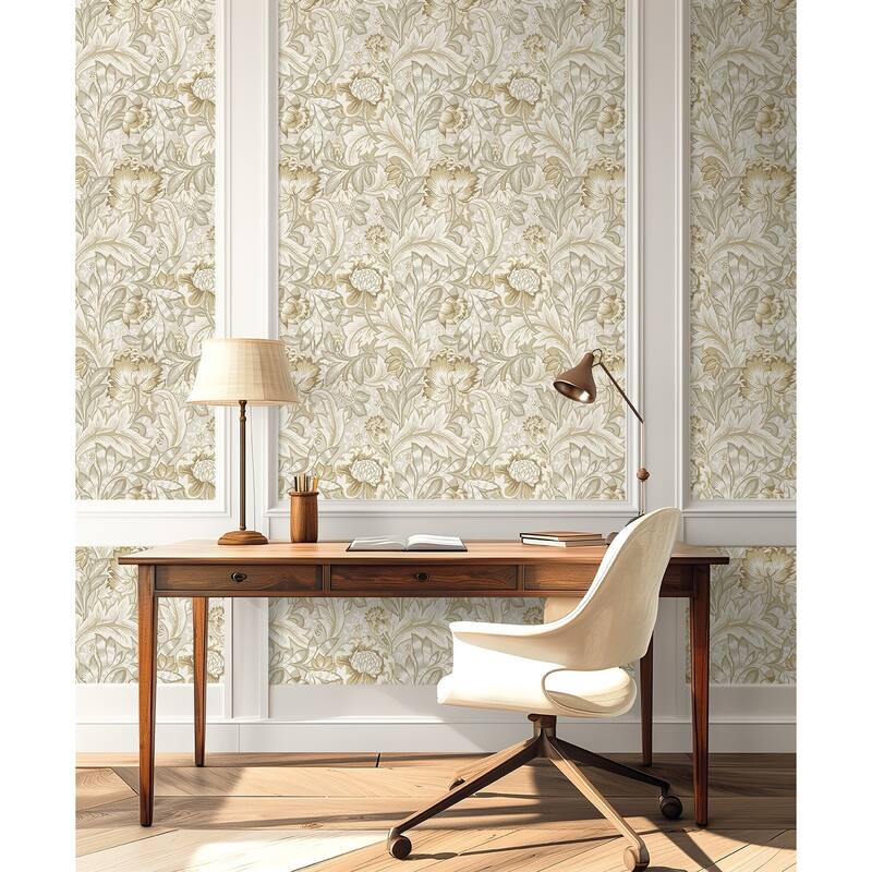 NextWall Acanthus Garden Floral Peel and Stick Wallpaper
