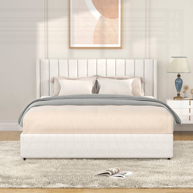 Luxurious Tufted Platform Bed with Dual Storage Drawers for Ultimate Comfort - Ivory - Queen